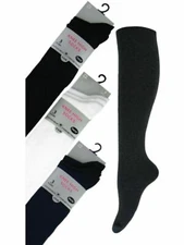 12 Ladies Knee High LYCRA® Cotton Rich Longer Length Boot Socks UK 4-8