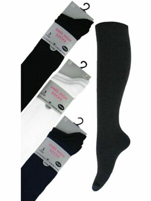 Ladies Knee High Cotton Rich School Longer Length Boot Socks