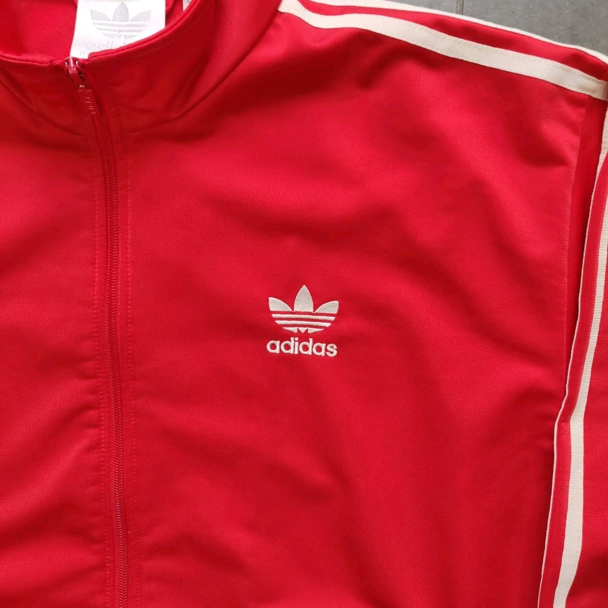 Vintage 90s Adidas Firebird Red White Track Jacket Mens M Trefoil