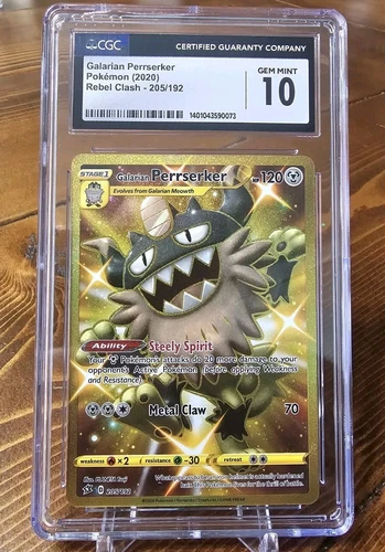 CGC 10 GEM 2020 POKEMON SWSH #205 GALARIAN PERRSERKER REBEL CLASH