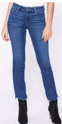 PAIGE BERNSTEINFARBENE JEANS HOHER BUND GERADES BEIN DISTRESSED-SAUM GRÖSSE 27 REF CL14