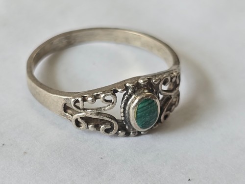 Vintage Sterling Silver Southwest Turquoise Ring Size 8.5 - Picture 4 of 5