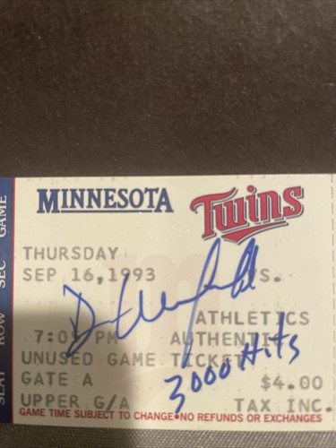 Dave Winfield Autograph Signed 9/16/1993 Full Ticket w/ Hit #3000 Auto HOF - Picture 3 of 3