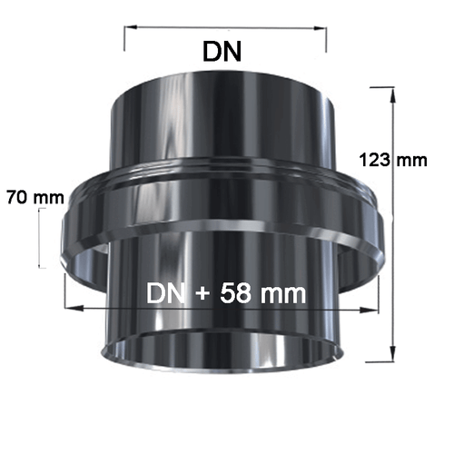 Edelstahl Ofenrohr doppelwandig DW 150 mm Kamin Ofen Rauchrohr isoliert 30 mm - Bild 3 von 58
