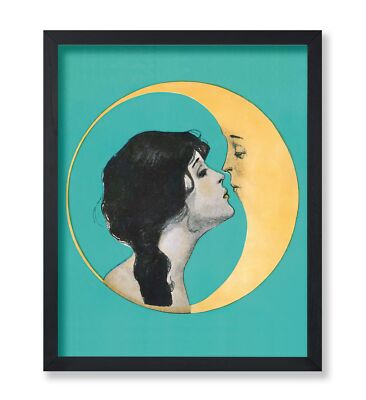 Poster Master Vintage Dear Old Dixie Moon Poster - Woman Kissing Moon Print -...