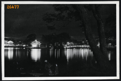 Hoan Kiem lake by night, Vietnam, Hanoi, water reflection Larger size Photograph