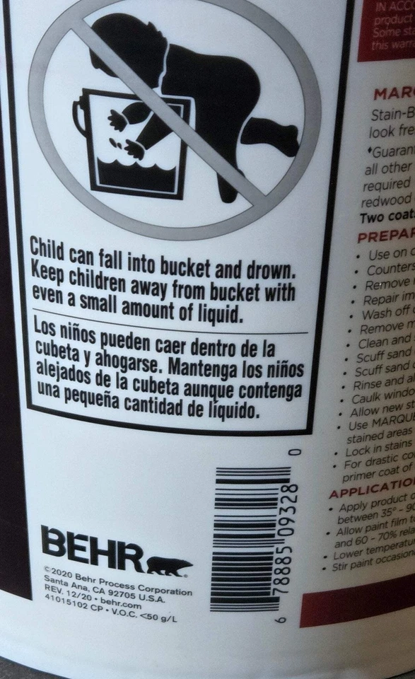 Carpa Behr 5 galones blanca desgastada plana exterior pintura e imprimación decoradores colección Foto 4 de 4