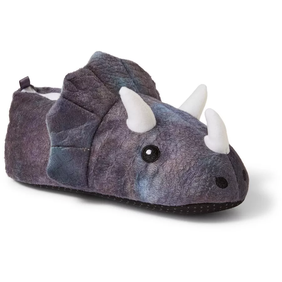 Brilliant Basics Kids Dinosaur Slippers Grey Size 3
