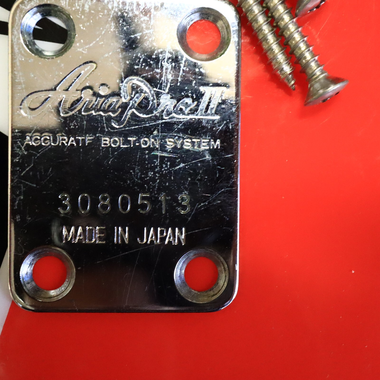 Aria Pro II Neck Plate 1980’s Chrome Urchin Deluxe Guitar Neckplate