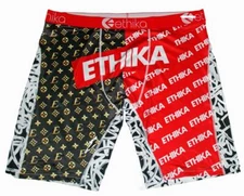 Ethika the Staple "ETHIKA" Red Black Brown Script Graffiti Boxers Mn 3XL (42-44)