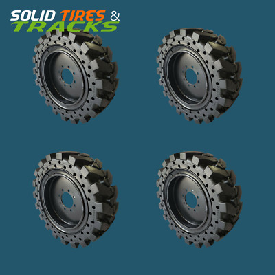 4, 12-16.5/ 12x16.5 Solid Skid Steer Tires fits New Holland L175, LS185, Komatsu