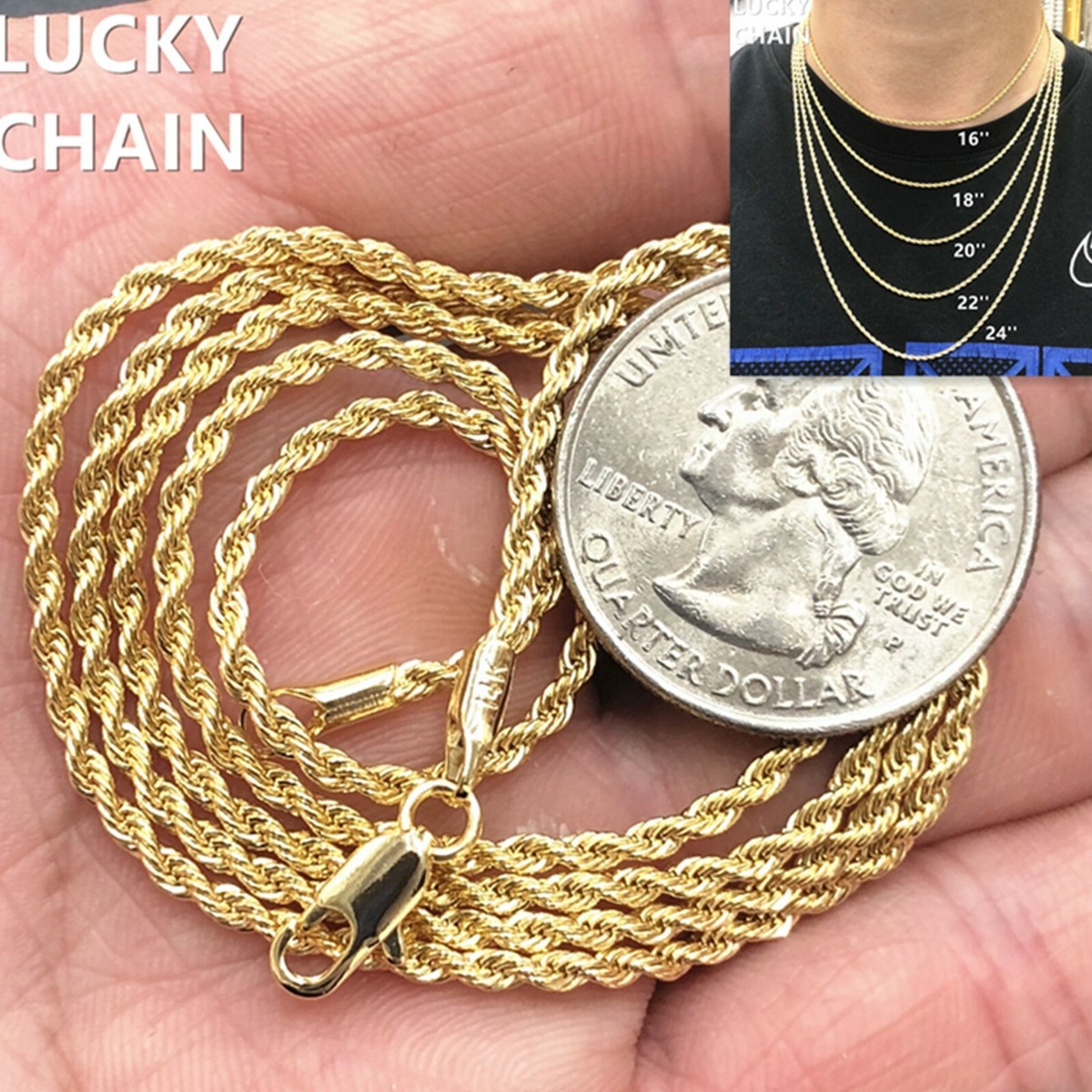 14k Gold-filled Rope Chain Necklace 14-inch length 14k Gold-filled Rope Chain Necklace 14-inch length