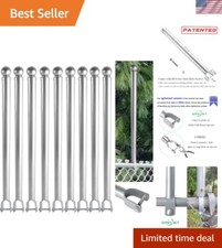 9 Pack 1-3/8" Chain Link Fence Extender, 25.2" Fence Extension Height, U Brac...