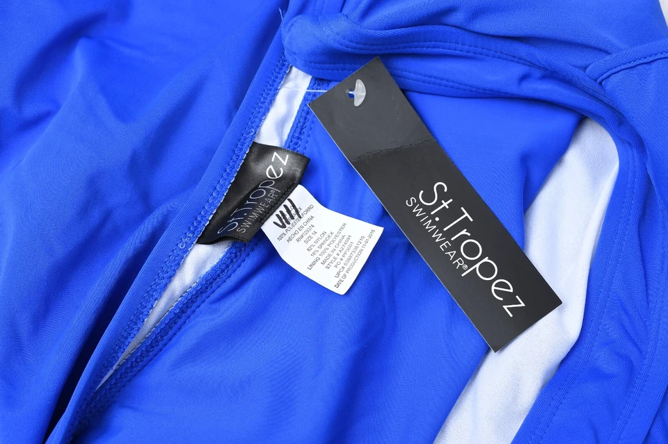 Traje de baño St. Tropez falda pantalones cortos Tankini algodón azul real para mujer talla 14 Foto 4 de 4