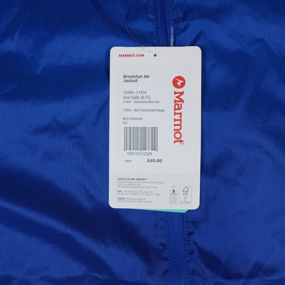 MARMOT Brooklyn Air  Jacket Mens Extra Large Blue Windbreaker Coat Sellout Logo - Image 4 of 4