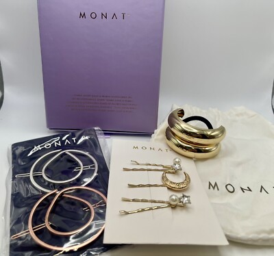 MONAT Hair Accessory Lot Of Barrettes Hair Pins & Ponytail Holder New