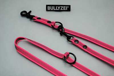 EXTRA LANGE V-Leine gummiert 4-fach verstellbar 3m x 15mm neon pink Scheren