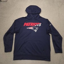 Nike Patriots Hoodie Mens L Navy Pullover Hooded Therma Fit NFL