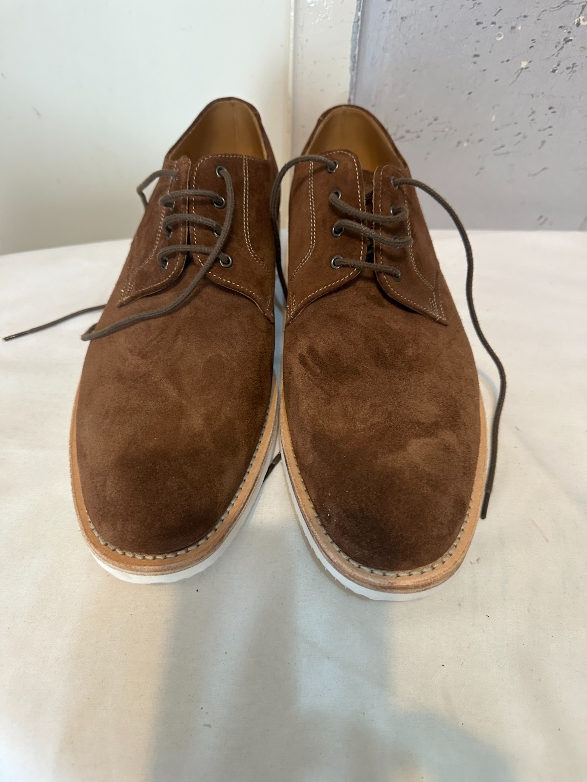 SAOLA Scarpe derby Loake uomo Adder Polo marrone scamosciato vestibilità F suola EVA £ 199 autentiche