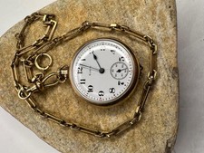 ANTIQUE ELGIN GOLD FILLED POCKET WATCH w/ ANTIQUE SIGNED SIMMONS WATCH FOB 13.5