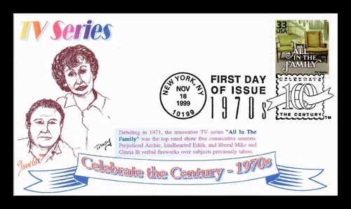 US COVER FIRST DAY OF ISSUE PICTORIAL CANCEL ALL IN THE FAMILY TV SERIES