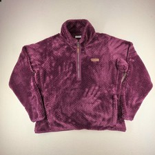 Columbia Women's Fire Side II Sherpa Fleece 1/4 Zip Pullover Jacket Purple XL