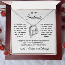 To My Soulmate Forever Love Necklace Birthday Anniversary Gift For Wife Girlfrie