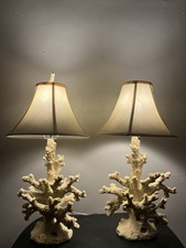 Lot Of 2 Reef Coastal Faux Coral Branch Table Lamps RARE NICE PAIRS