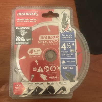 Diablo Diamond Metal Cut-Off Disc - Segmented, 7/8'' Arbor, 4-1/2'' Diameter, 13,2