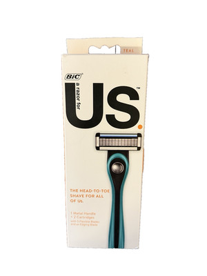 BIC a razor for US 1 Metal Handle + 2 Cartridges 5 Flexible Blades - Teal
