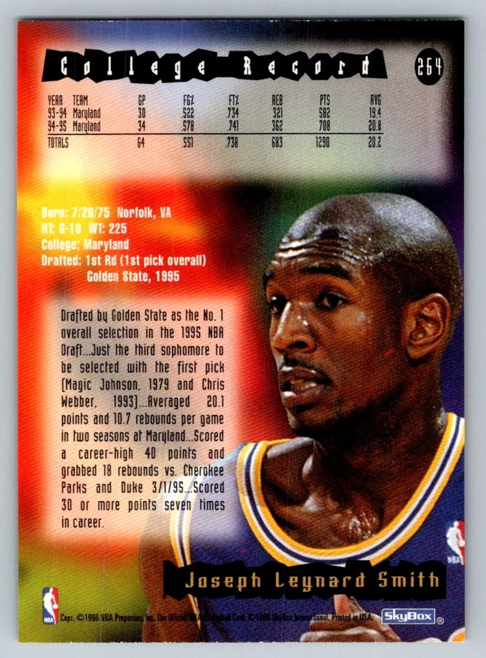 1995 Hoops Joe Smith 264 - Изображение 2 из 2