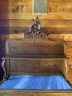 Carved Wood Brown Freestanding Cabinet, Raised Panel Hinged 2 Doors 2 Drawers — photo 6