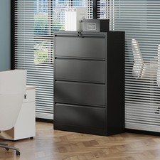 4 Drawer Lateral File Cabinet with Lock   Tall Heavy-Duty Metal Filing Cabinet