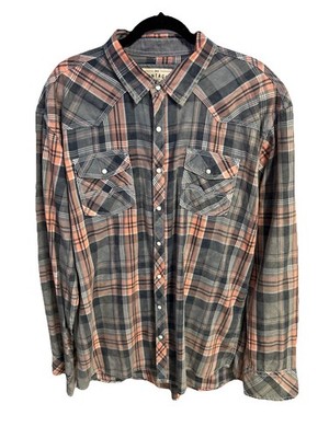 BKE Buckle vintage pearl snap shirt xxl 2X Long Sleeve Plaid GrayPink