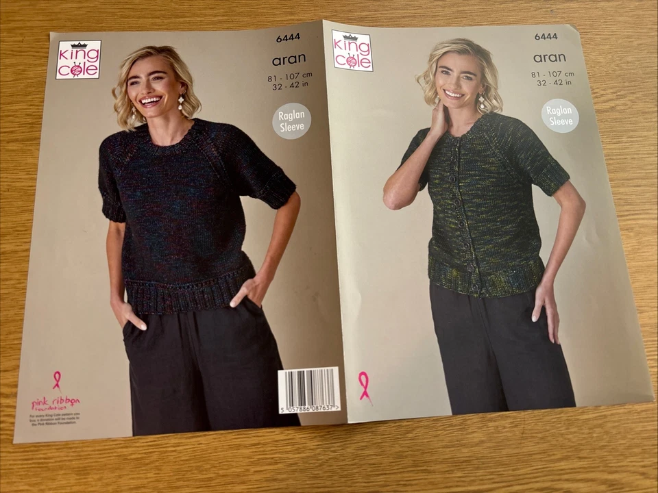 King Cole Aran Knitting Pattern - 6444 Ladies Cardigan & Sweater ( 32 - 42 ins) - Image 3 of 4