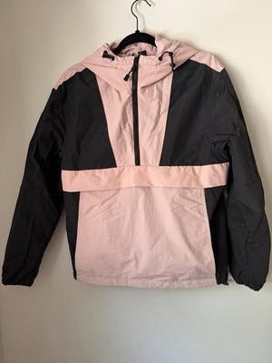 H&M Divided Women s XS Pink Black Hooded Anorak Windbreaker Jacket Coat