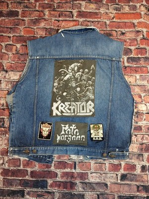 Vintage Levis Metal Kutte M 80er Jahre Kreator SOD Megadeath Patches Aufnäher