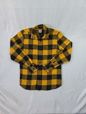 Levis Flannel Shirt Mens Small Yellow Black Plaid Standard Fit Lumberjack Heavy