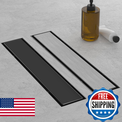 EBYTE Linear Shower Drain, 12 Inch Matte Black 304 Stainless Steel Shower Drain 