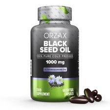 ORZAX 1000 mg Black Seed Oil Organic Cold Pressed Capsules with 20mg Thymoqui...