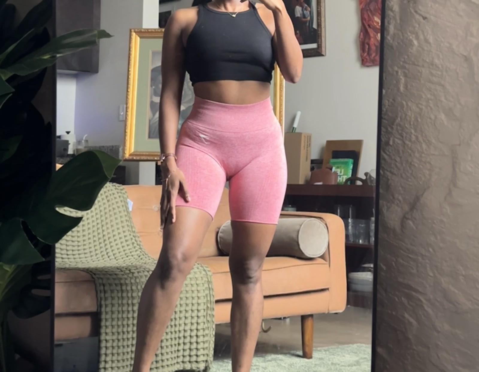 Gymshark Pink Seamless Biker Shorts, Size Small-image