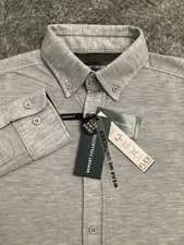 Report Collection Flex Knit Shirt Gray Modern Fit Untucked Style Mens Size M NEW