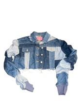 Azalea Wang denim patchwork distressed crop j...