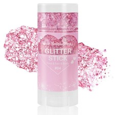 Pink Body Glitter Stick for Face  Hair, Chunky Mermaid Sequins, Festival Makeup
