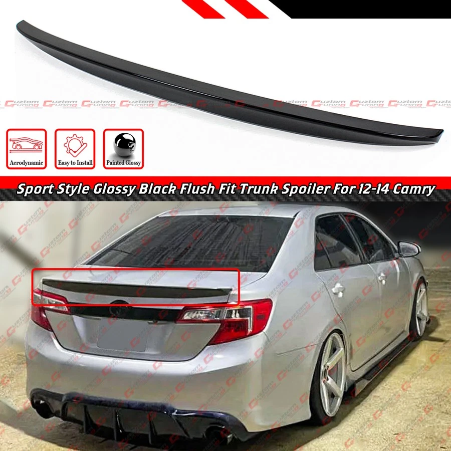 ALERÓN DE MALETERO NEGRO BRILLANTE PINTADO DEPORTIVO PARA TOYOTA CAMRY LE SE XLE JDM 2012-14 Foto 2 de 4