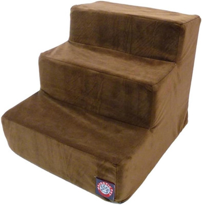 Portable 3-Step Suede Dog Stairs for Small Pets - Machine Washable Cover