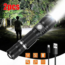 2 Stück Taschenlampe LED Aufladbar USB Super...