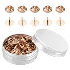 50 Pairs Metal Pin Backs, Butterfly Locking Pin Backs 11mm x 10mm, Rose Gold