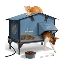 Upgraded Heated Cat House for Outside Escape Door, Highly Insulated Heated Ou...