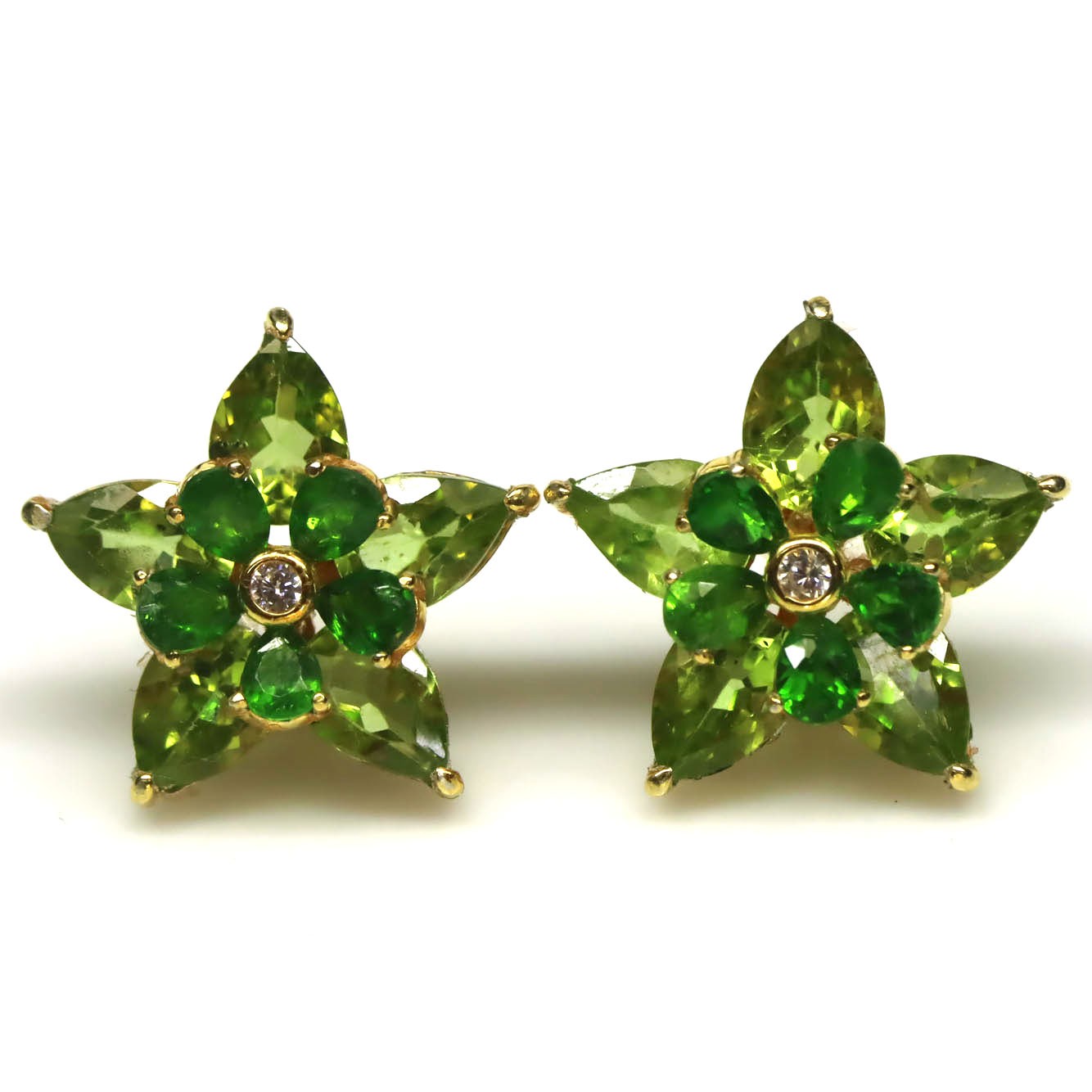 925 Sterling Silver Green Peridot & Chrome Diopside  Earrings 18K Gold Plated